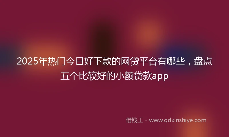 2025年热门今日好下款的网贷平台有哪些，盘点五个比较好的小额贷款app
