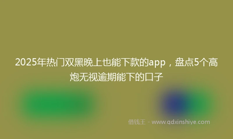 2025年热门双黑晚上也能下款的app，盘点5个高炮无视逾期能下的口子