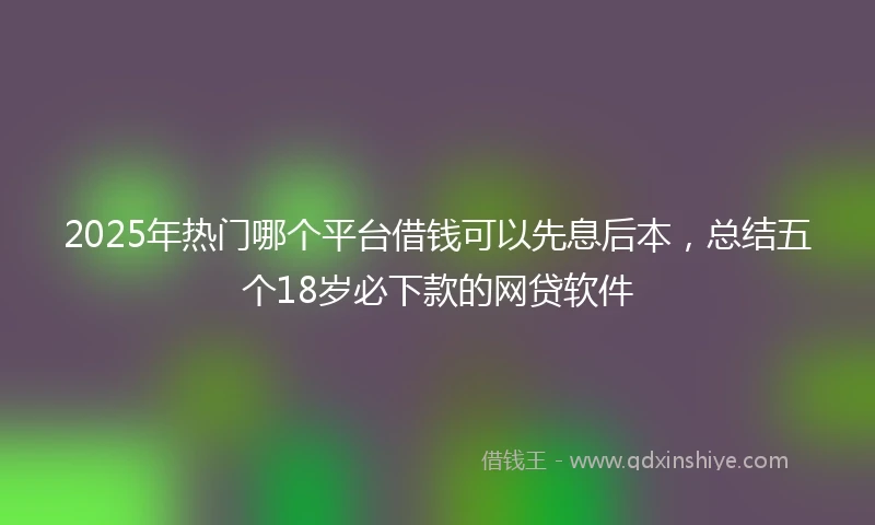 2025年热门哪个平台借钱可以先息后本，总结五个18岁必下款的网贷软件