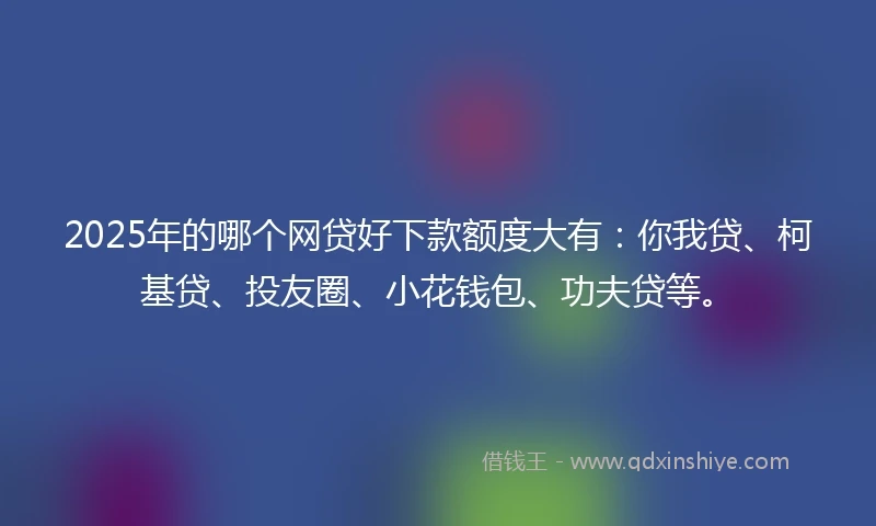 2025年的哪个网贷好下款额度大有：你我贷、柯基贷、投友圈、小花钱包、功夫贷等。