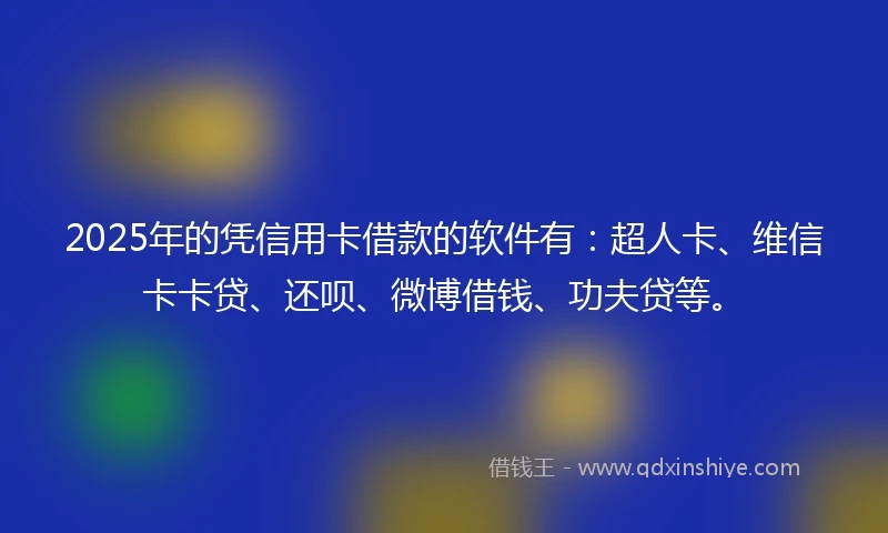 2025年的凭信用卡借款的软件有：超人卡、维信卡卡贷、还呗、微博借钱、功夫贷等。