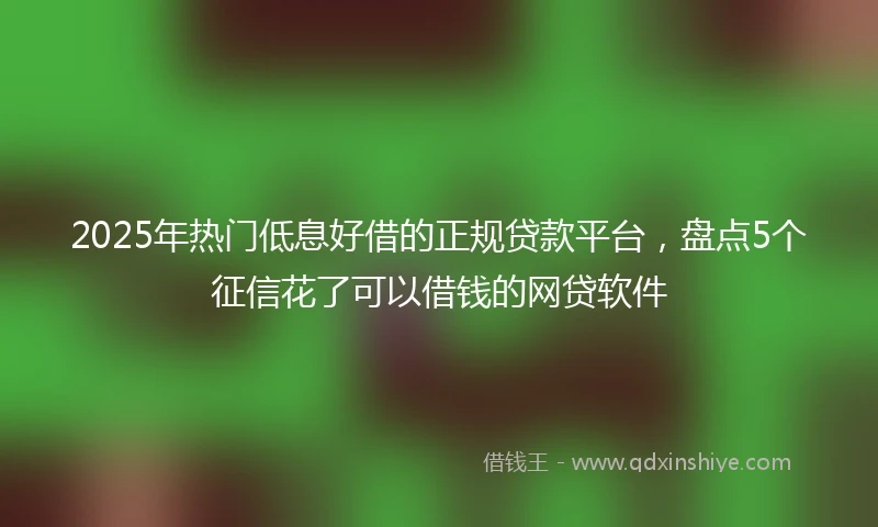 2025年热门低息好借的正规贷款平台，盘点5个征信花了可以借钱的网贷软件