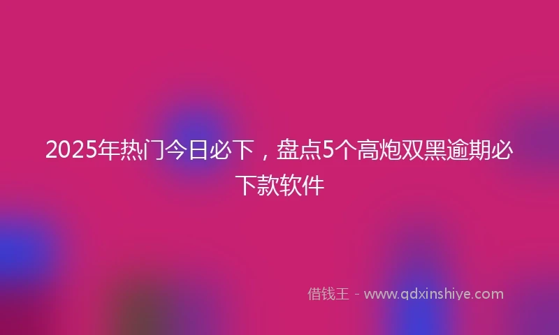 2025年热门今日必下，盘点5个高炮双黑逾期必下款软件