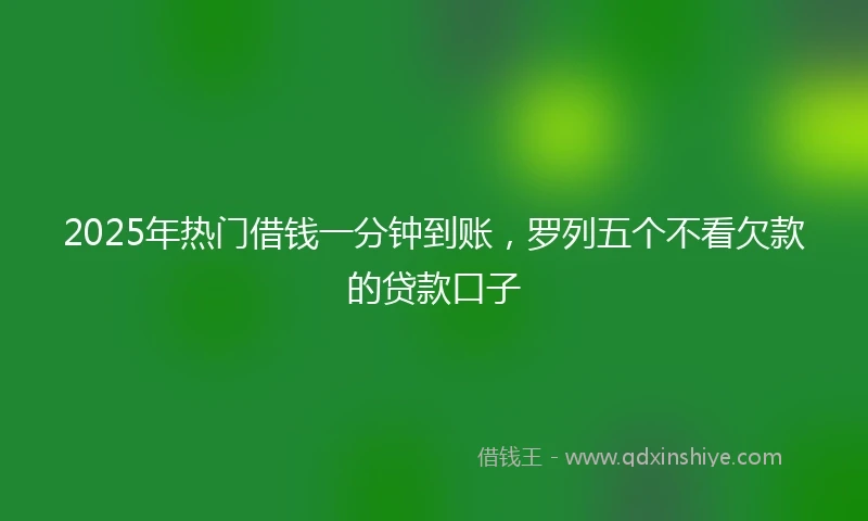 2025年热门借钱一分钟到账，罗列五个不看欠款的贷款口子