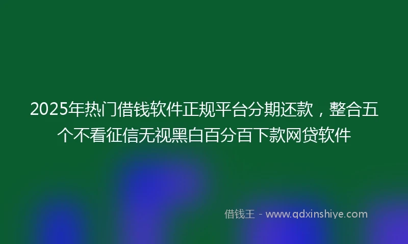 2025年热门借钱软件正规平台分期还款，整合五个不看征信无视黑白百分百下款网贷软件