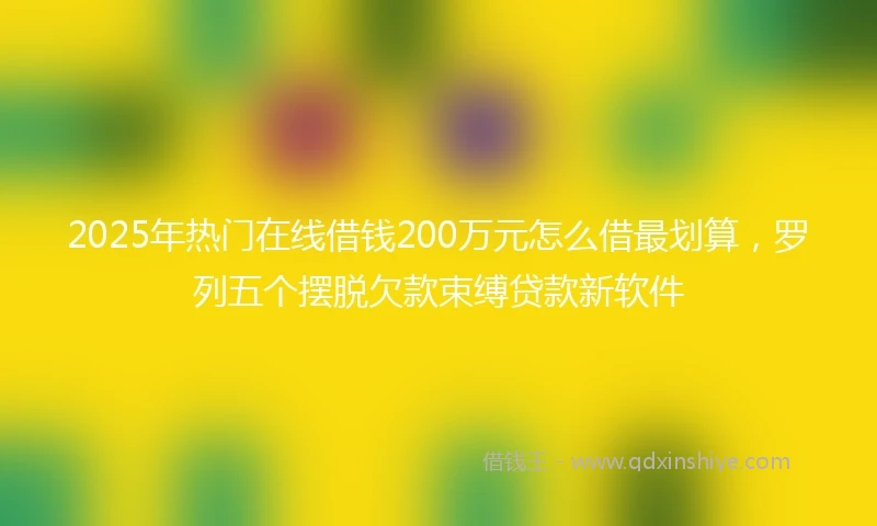2025年热门在线借钱200万元怎么借最划算，罗列五个摆脱欠款束缚贷款新软件