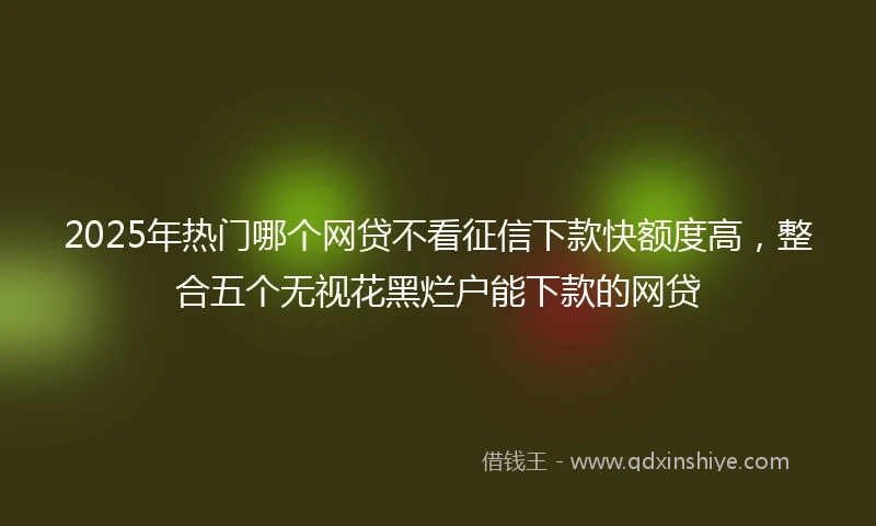 2025年热门哪个网贷不看征信下款快额度高，整合五个无视花黑烂户能下款的网贷