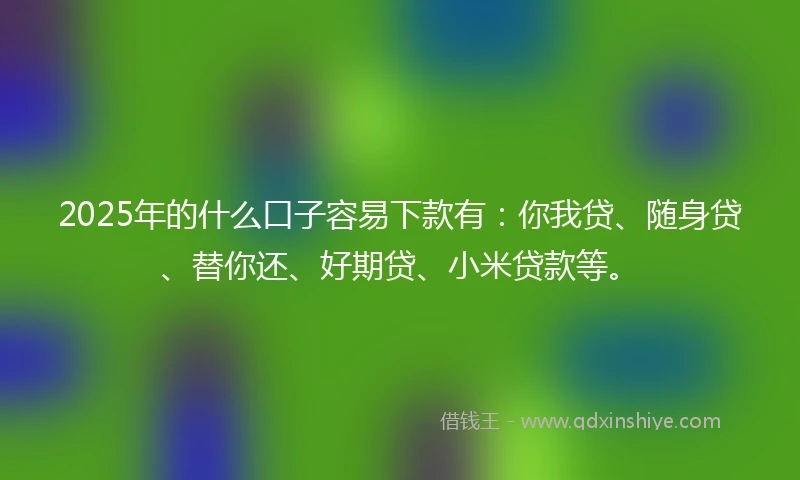 2025年的什么口子容易下款有：你我贷、随身贷、替你还、好期贷、小米贷款等。