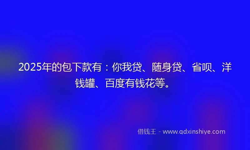 2025年的包下款有：你我贷、随身贷、省呗、洋钱罐、百度有钱花等。