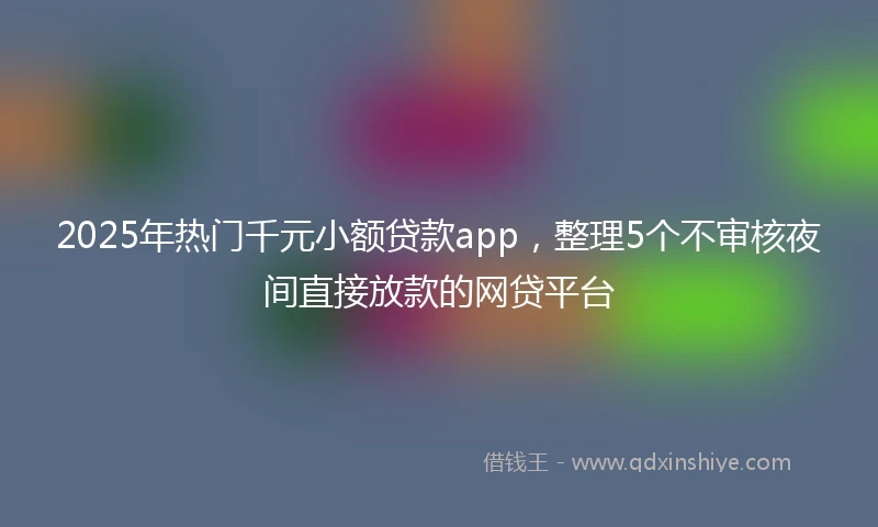 2025年热门千元小额贷款app,整理5个不审核夜间直接放款的网贷平台