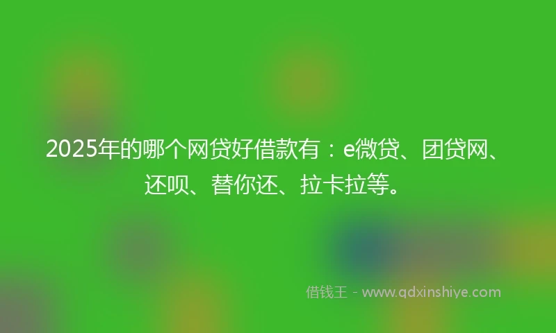 2025年的哪个网贷好借款有:e微贷、团贷网、还呗、替你还、拉卡拉等。