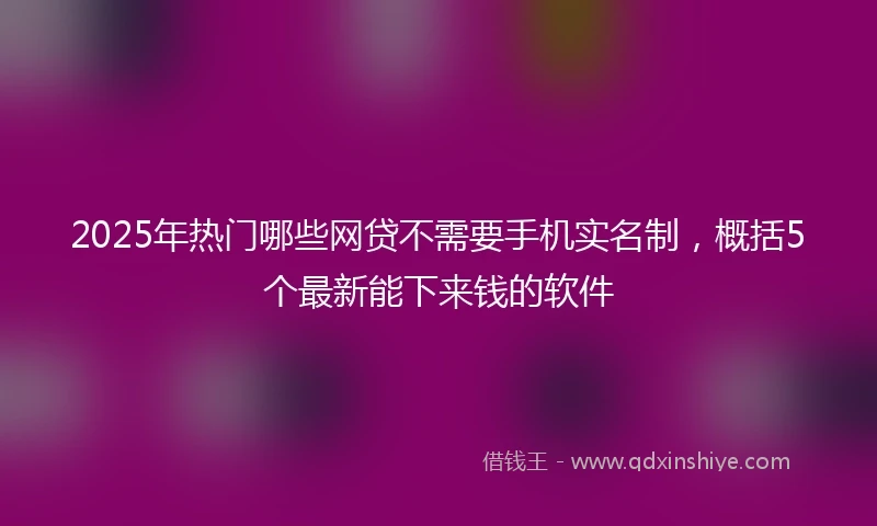 2025年热门哪些网贷不需要手机实名制，概括5个最新能下来钱的软件