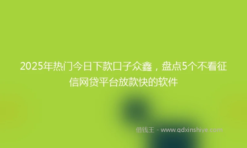 2025年热门今日下款口子众鑫，盘点5个不看征信网贷平台放款快的软件