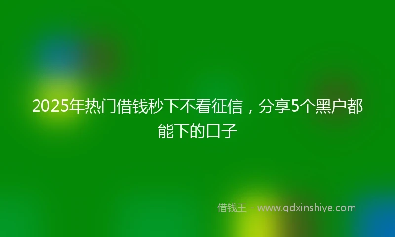 2025年热门借钱秒下不看征信，分享5个黑户都能下的口子