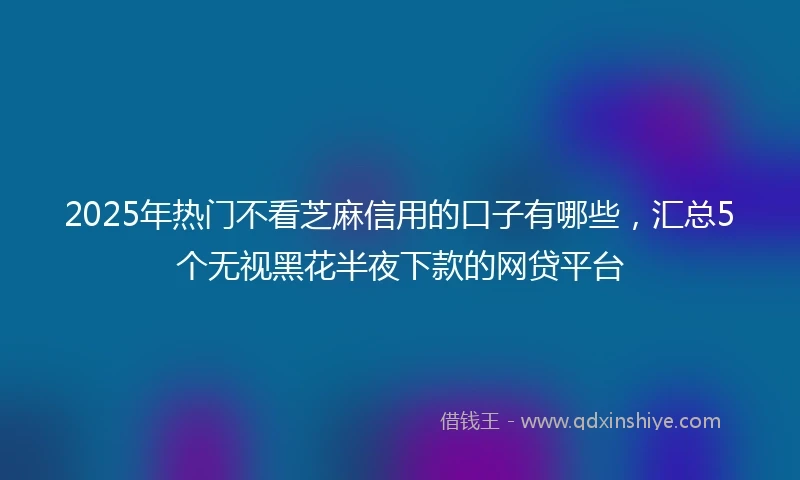 2025年热门不看芝麻信用的口子有哪些，汇总5个无视黑花半夜下款的网贷平台