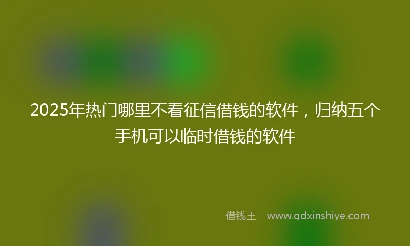 2025年热门哪里不看征信借钱的软件，归纳五个手机可以临时借钱的软件