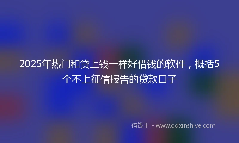 2025年热门和贷上钱一样好借钱的软件，概括5个不上征信报告的贷款口子
