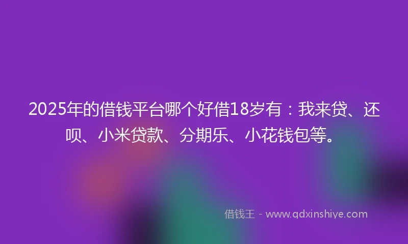 2025年的借钱平台哪个好借18岁有：我来贷、还呗、小米贷款、分期乐、小花钱包等。