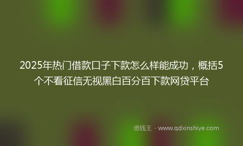 2025年热门借款口子下款怎么样能成功,概括5个不看征信无视黑白百分百下款网贷平台