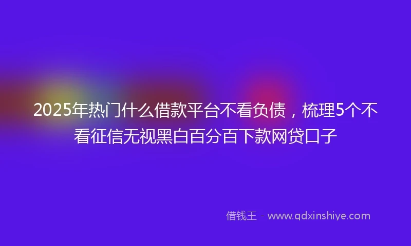 2025年热门什么借款平台不看负债，梳理5个不看征信无视黑白百分百下款网贷口子