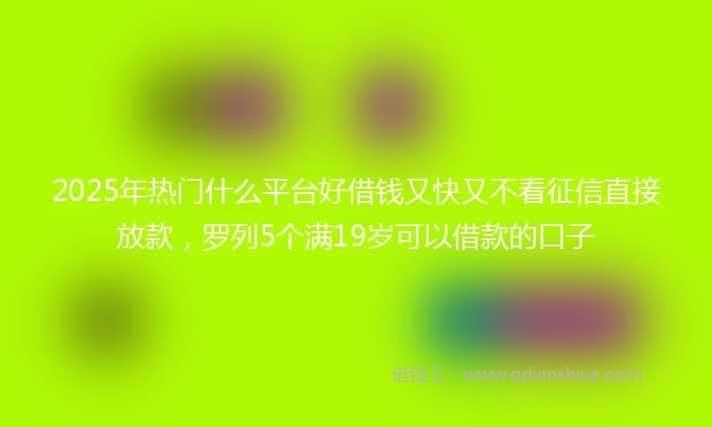 2025年热门什么平台好借钱又快又不看征信直接放款，罗列5个满19岁可以借款的口子