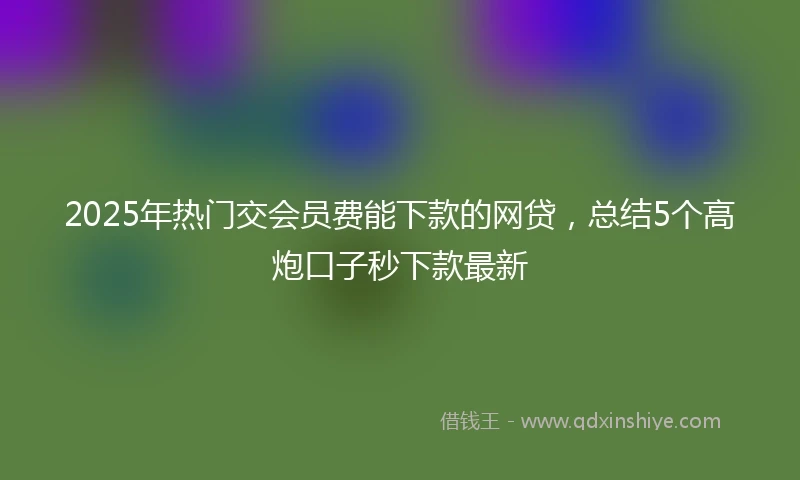 2025年热门交会员费能下款的网贷，总结5个高炮口子秒下款最新