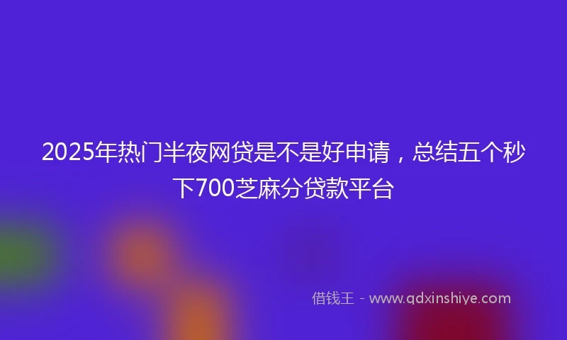 2025年热门半夜网贷是不是好申请，总结五个秒下700芝麻分贷款平台