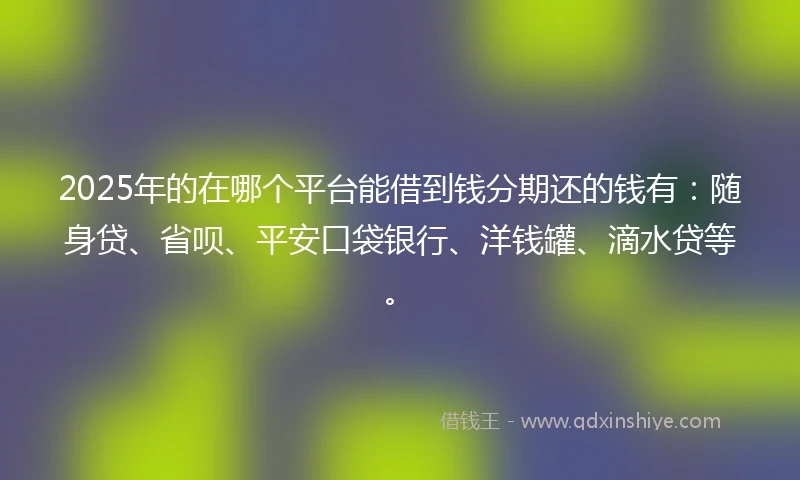 2025年的在哪个平台能借到钱分期还的钱有：随身贷、省呗、平安口袋银行、洋钱罐、滴水贷等。