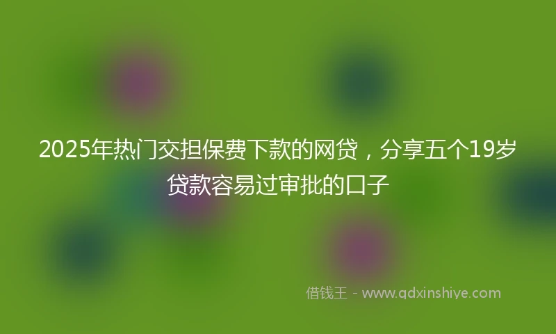 2025年热门交担保费下款的网贷,分享五个19岁贷款容易过审批的口子