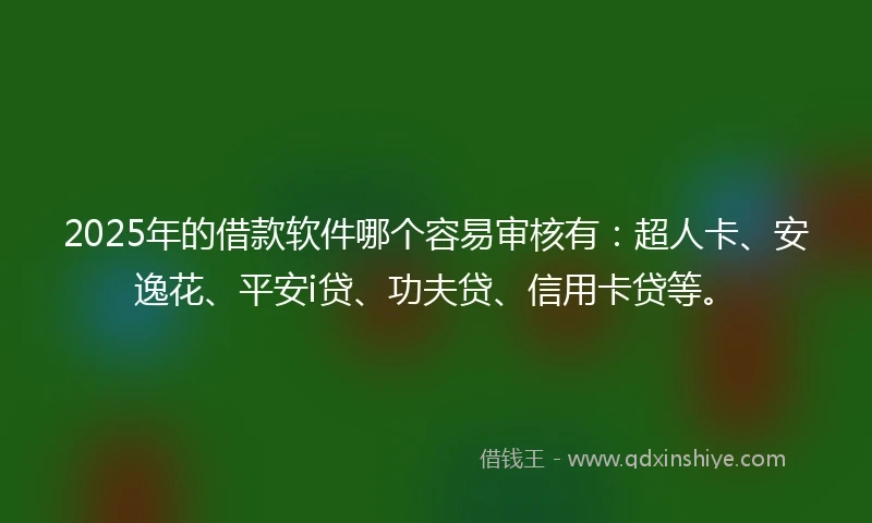2025年的借款软件哪个容易审核有:超人卡、安逸花、平安i贷、功夫贷、信用卡贷等。