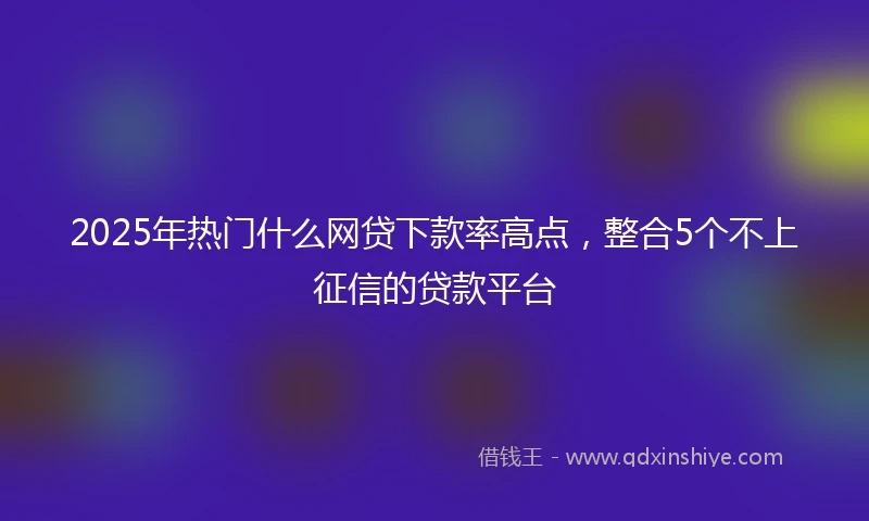 2025年热门什么网贷下款率高点，整合5个不上征信的贷款平台