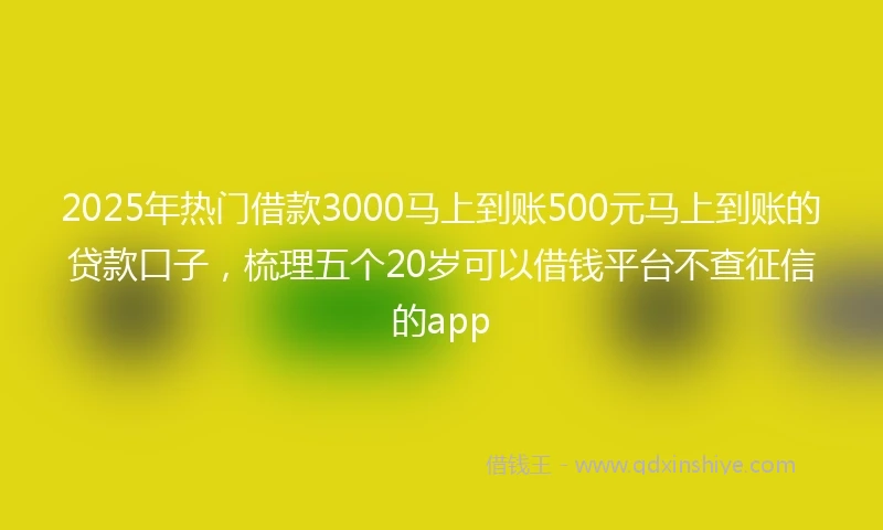 2025年热门借款3000马上到账500元马上到账的贷款口子，梳理五个20岁可以借钱平台不查征信的app