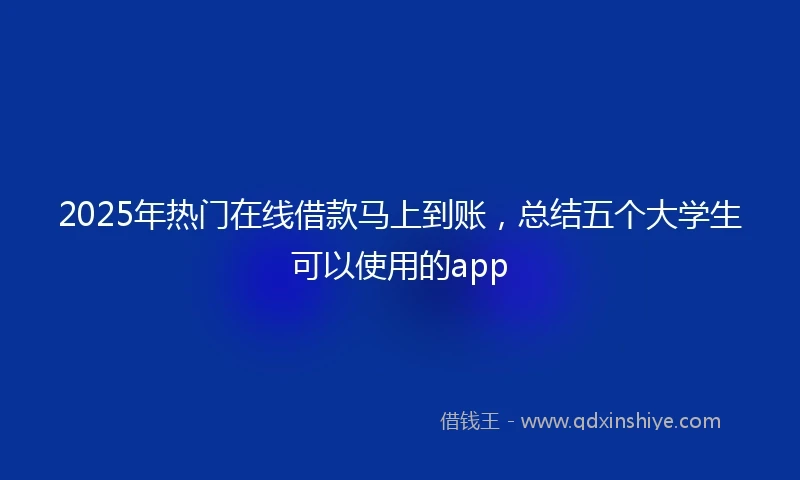 2025年热门在线借款马上到账，总结五个大学生可以使用的app