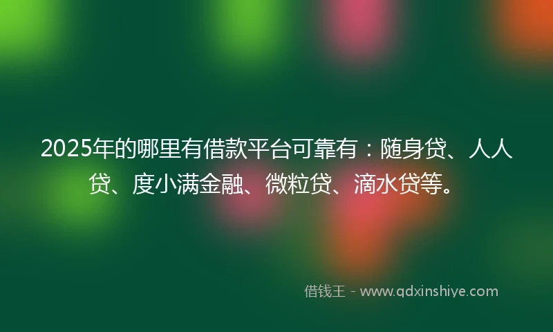 2025年的哪里有借款平台可靠有：随身贷、人人贷、度小满金融、微粒贷、滴水贷等。