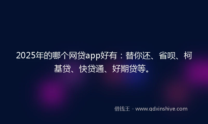 2025年的哪个网贷app好有：替你还、省呗、柯基贷、快贷通、好期贷等。