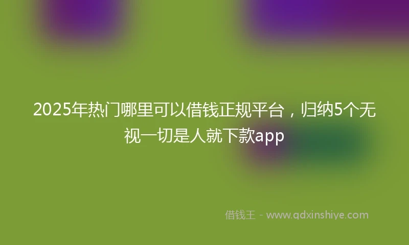 2025年热门哪里可以借钱正规平台，归纳5个无视一切是人就下款app