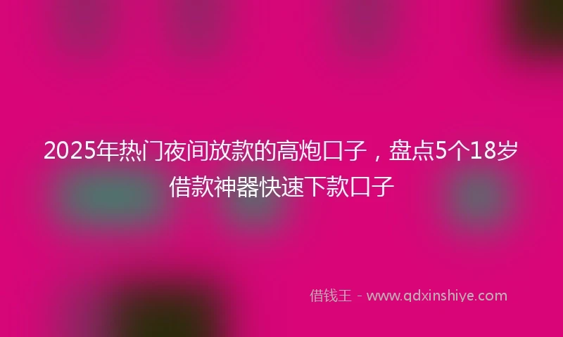 2025年热门夜间放款的高炮口子，盘点5个18岁借款神器快速下款口子
