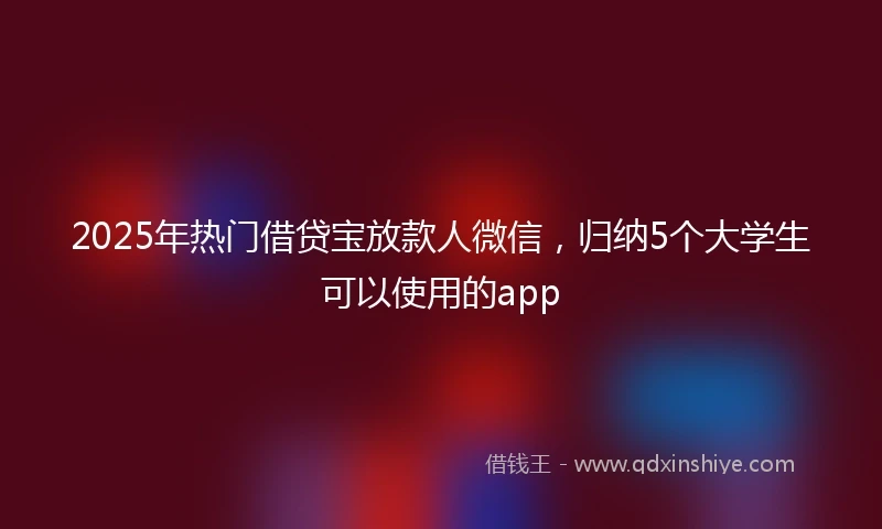2025年热门借贷宝放款人微信，归纳5个大学生可以使用的app