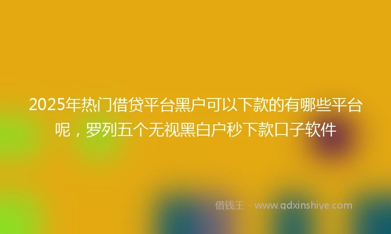 2025年热门借贷平台黑户可以下款的有哪些平台呢，罗列五个无视黑白户秒下款口子软件