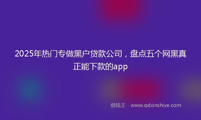 2025年热门专做黑户贷款公司，盘点五个网黑真正能下款的app