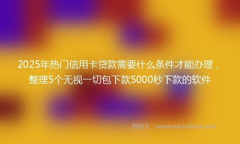 2025年热门信用卡贷款需要什么条件才能办理，整理5个无视一切包下款5000秒下款的软件