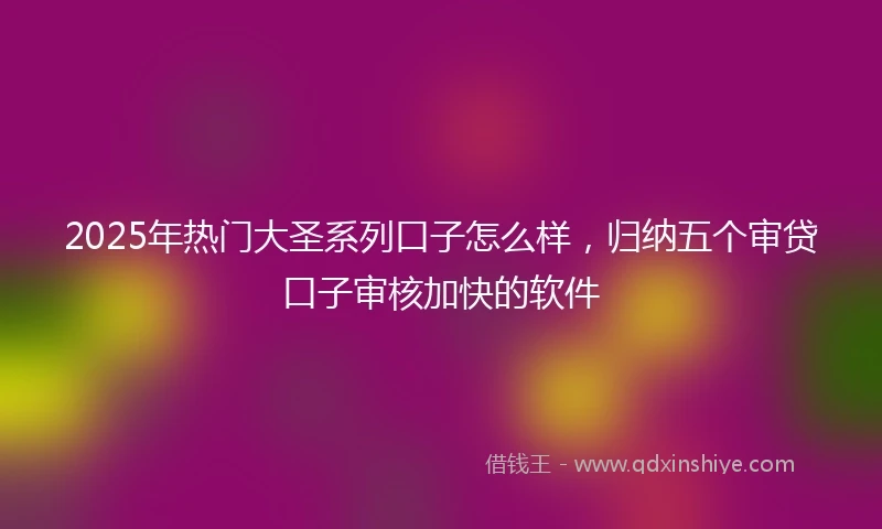2025年热门大圣系列口子怎么样，归纳五个审贷口子审核加快的软件