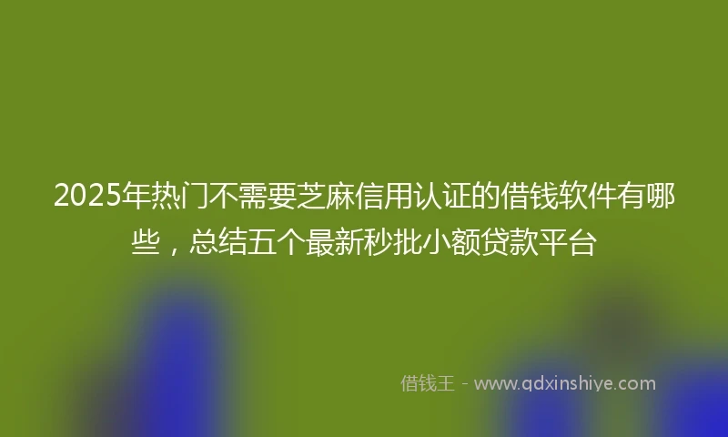 2025年热门不需要芝麻信用认证的借钱软件有哪些，总结五个最新秒批小额贷款平台