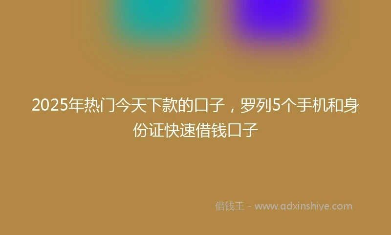 2025年热门今天下款的口子，罗列5个手机和身份证快速借钱口子
