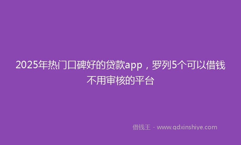 2025年热门口碑好的贷款app，罗列5个可以借钱不用审核的平台