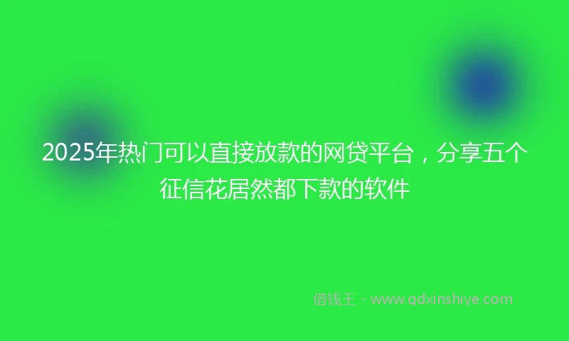 2025年热门可以直接放款的网贷平台，分享五个征信花居然都下款的软件