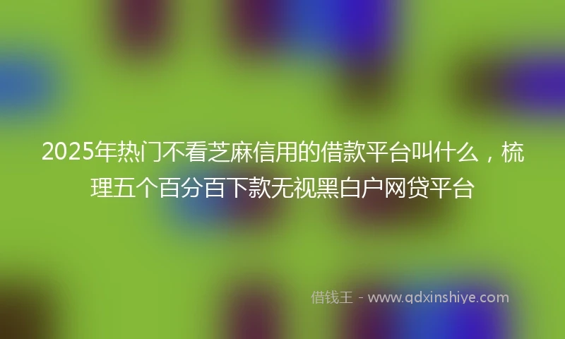 2025年热门不看芝麻信用的借款平台叫什么，梳理五个百分百下款无视黑白户网贷平台
