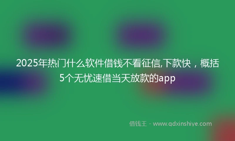 2025年热门什么软件借钱不看征信,下款快，概括5个无忧速借当天放款的app