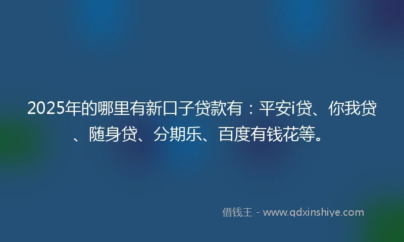 2025年的哪里有新口子贷款有：平安i贷、你我贷、随身贷、分期乐、百度有钱花等。