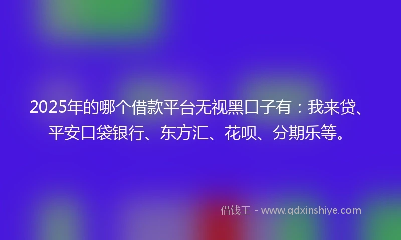 2025年的哪个借款平台无视黑口子有：我来贷、平安口袋银行、东方汇、花呗、分期乐等。